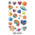 Kids temporary tattoo stickers watercolor space planet rainbow waterproof face body party decor - Watercolor Universe Star Heart Style (WS-C124)
