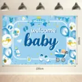 Blauwe welcome baby achtergrond banner voor pasgeboren verjaardag feest decoratie 150x100cm - Welcome Baby Blauw Model 2 / 150x100cm