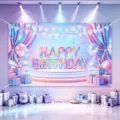 Happy Birthday photography backdrop banner with pastel balloons and gift boxes for party decor. - Happy Birthday Style 41 / 150*100CM