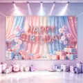 Happy Birthday backdrop pink blue balloons gift boxes photography background banner decor - Happy Birthday Style 42 / 150*100CM