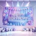 Birthday backdrop banner pink and blue party photography background with balloon gifts decor - Happy Birthday Style 45 / 150*100CM
