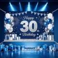 Blue 30th birthday backdrop banner photography background party decoration supplies. - Happy 30th Birthday Style 33 / 150*100CM