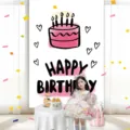 Tela de fondo para fiesta de cumpleaños infantil accesorio de foto pastel lindo decoración - Pastel de Cumpleaños (001) / 100x150cm