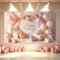 Birthday photography background cloth with balloon and gift box design for party decoration banner - Happy Birthday Style 30 / 150*100CM