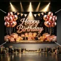Black gold happy birthday photography backdrop with balloons and gift boxes for party decor. - Happy Birthday Style 37 / 150*100CM