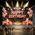 Black Rose Gold Happy Birthday Backdrop Photography Background Party Banner Decoration - Happy Birthday Style 38 / 150*100CM