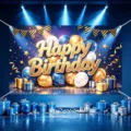 Happy birthday party backdrop blue and gold balloons gift boxes photo banner decoration. - Happy Birthday Style 34 / 150*100CM