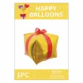 22 inch vierkante cadeaubox folieballon in goud met rood lint voor feestelijke decoratie - Goud Met Rood Lint / 22 Inch