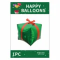22 Inch Kubus Cadeau Doos Folie Ballon Groen met Rood Lint voor Kerstfeest 1Stk - Groen Met Rood Lint / 22 Inch