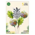 Set de 5 globos de aluminio con diseño de animales de la selva para fiesta de cumpleaños - Cebra de la Selva / Set de 5 piezas