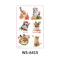 Weihnachten Haustier temporäre Tattoo Aufkleber Bogen mit süßen Hunden Katzen Dekoration - Realistischer Hundestil (WS-A415) / 120*76mm