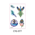 Matte temporary tattoo sticker sheet featuring peacock and lotus designs for party. - Peacock Dancer Style (CYG-077) / 120*76mm
