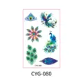 Matte peacock temporary tattoo sticker sheet, waterproof body art for festival style CYG-080 - Colorful Watercolor Style (CYG-080) / 120*76mm