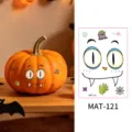 Halloween pumpkin face tattoo sticker, matte water transfer sticker for holiday decor. - Pumpkin Ghost Face Style (MAT-121) / 80*115mm