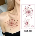 Waterproof matte temporary tattoo sticker featuring elegant chrysanthemum design. - Chrysanthemum and Butterfly Pattern (MAT-071)
