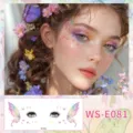 Waterproof glitter butterfly face sticker tattoo for festival party and delicate makeup look. - Butterfly Style (WS-E081) / 80x195mm