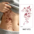 Matte waterproof temporary tattoo sticker featuring realistic rose floral design for waist. - Rose Vine Pattern (MAT-072)