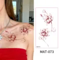 Red lotus temporary tattoo sticker, waterproof floral body art variant for arm and back style. - Red Lotus Pattern (MAT-073)