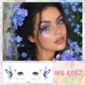 Waterproof glitter butterfly face stickers and eye makeup temporary tattoos for party looks. - Butterfly Style (WS-E082) / 80x195mm