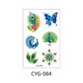 Wasserdichter temporärer Tattoo-Bogen mit lebendigen Pfauenfedern und Schmetterling-Motiven. - Schmetterlings-Geometrie-Stil (CYG-084) / 120*76mm