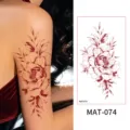 Matte red floral temporary tattoo sticker waterproof body art waterproof fake tattoo decal - Red Floral Pattern (MAT-074)