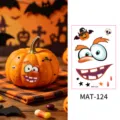 Halloween pumpkin face temporary tattoo sticker set matte spooky ghost face party decor - Pumpkin Ghost Face Style (MAT-124) / 80*115mm