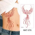 Pegatina de Tatuaje Temporal Fénix Rojo Impermeable Mate Arte Corporal MAT-076 - Patrón de Fénix Rojo (MAT-076)