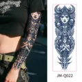 Herb juice full arm temporary tattoo sticker, waterproof long lasting gothic occult design. - Gothic Goddess All-Seeing Eye (JM-Q022) / 170*480mm