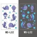 Blue glow in the dark cartoon tattoo stickers for kids, waterproof marine animal body art. - Marine Life Style (WS-L02)