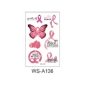 Ensemble d'autocollants de tatouage temporaire papillon ruban rose pour sensibilisation. - Ruban rose WS-A136 / 120*76mm