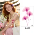 Watercolor pink floral temporary tattoo sticker for wrist and arm long lasting waterproof - Floral Pattern (J-053) / 76*120mm