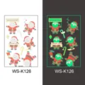 Christmas glowing temporary tattoo stickers for kids, waterproof cartoon Santa face body art. - Christmas WS-K126