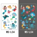 Kids luminous mermaid pirate temporary tattoo sticker, waterproof body art variant design. - Mermaid Style (WS-L04)