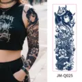 Herbal juice temporary full arm tattoo sticker with samurai geisha and koi fish design. - Hannya Geisha Ukiyo-e (JM-Q025) / 170*480mm
