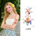 Waterproof temporary tattoo sticker watercolor lily flower body art variant J-054 - Floral Pattern (J-054) / 76*120mm