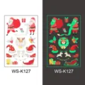 Christmas glow in the dark temporary tattoo stickers, cute cartoon kids body art party decor. - Christmas WS-K127