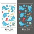 Glow in the dark cartoon narwhal temporary tattoo stickers waterproof kids variant. - Whale Style (WS-L05)