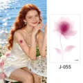 Watercolor pink rose temporary tattoo sticker, waterproof floral body art for wrist or arm. - Floral Pattern (J-055) / 76*120mm