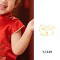 Gold Foil Temporary Tattoo Sticker Cute Lucky Cat Design Kids Body Art Waterproof Decal - Gold Stamping Lucky Cat (TJ-129)