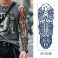 Herbal semi-permanent full arm tattoo sticker, waterproof long-lasting realistic fake tattoo. - Eagle Sword Tribal Totem (JM-Q026) / 170*480mm
