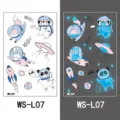 Kids blue glow in the dark temporary tattoo stickers cute space cartoon waterproof art - Astronaut Dog Style (WS-L07)