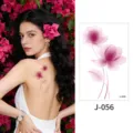 Waterproof temporary tattoo sticker with fresh watercolor pink flower design for body art beauty. - Floral Pattern (J-056) / 76*120mm