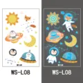 Kids glow in the dark cartoon space tattoo stickers waterproof temporary body art decals. - Fox Astronaut Style (WS-L08)