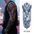 Herbal juice full arm temporary tattoo sticker waterproof long lasting body art design - Angel Crown Retro Religious (JM-Q028) / 170*480mm