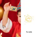 Goudfolie tijdelijke tatoeage sticker, schattig munt design variant voor kinderen en feesten. - Goud Stamping Munt Gelukssymbool (TJ-131)