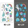 Kids luminous temporary tattoo stickers sheet with cute unicorn and rainbow designs waterproof - Unicorn Style (WS-L09)