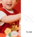 Kids metallic gold temporary tattoo sticker featuring cute ufo space design for children. - Silver Stamping Planet UFO (TJ-132)