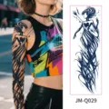 Herbal juice full arm temporary tattoo sticker, waterproof long-lasting semi-permanent body art. - Artistic Lines Texture (JM-Q029) / 170*480mm