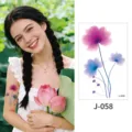 Watercolor floral temporary tattoo sticker, waterproof body art for wrist and ankle. - Floral Pattern (J-058) / 76*120mm