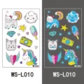 Glow in the dark cartoon temporary tattoo sticker sheet for kids cute animal unicorn design - Cute Elements Style (WS-L10)